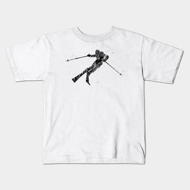 Ski Snow Boarder Kids T-Shirt by erzebeth